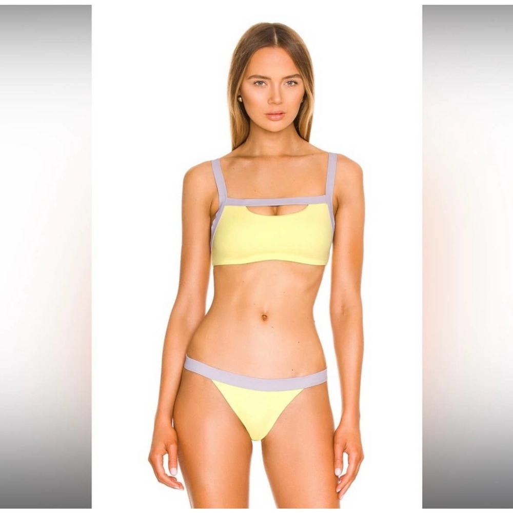 NWT revolve Onia Lina bikini bathing suit top lemon lime/lavender size medium - Picture 1 of 4